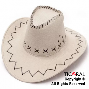 SOMBRERO COWBOY PREMIUM BLANCO DE TELA x 1